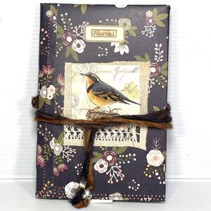 Junk Journal  Folio Waterfall Pages Altered Paper Sampler Booklet Black Floral
